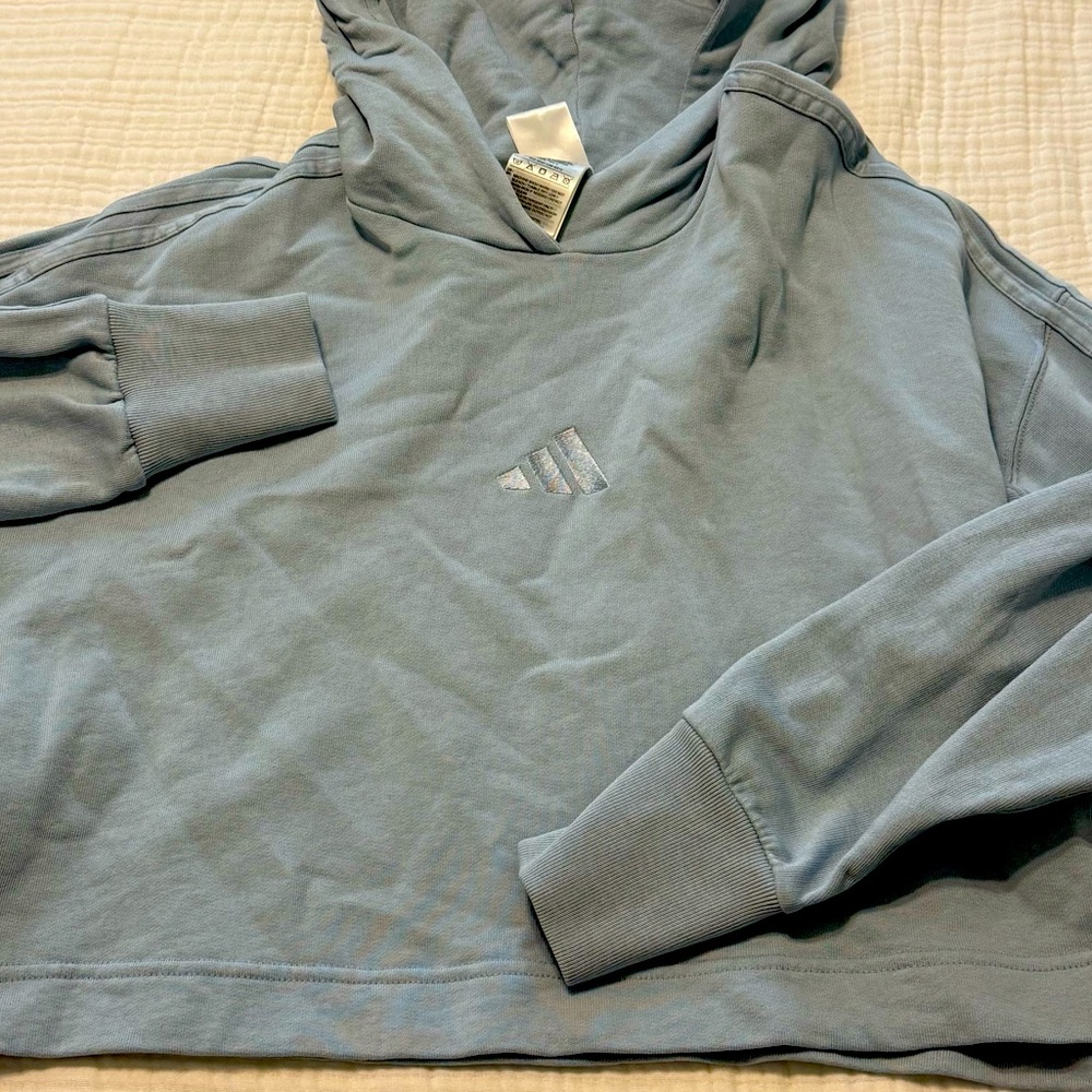 Adidas | Women’s Medium Blue Hoodie Sweatshirt French blue Slightly Cropped